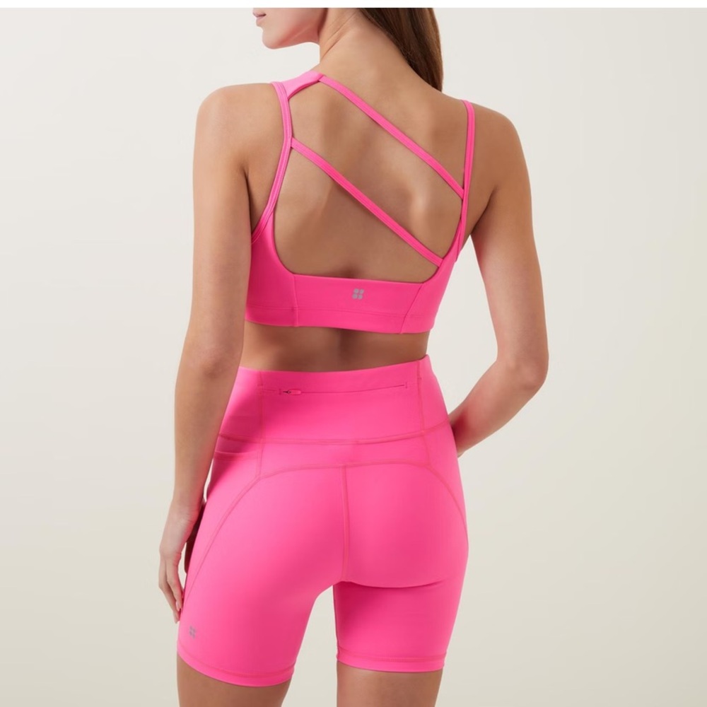 Sweaty Betty one shoulder pink sports bra size small